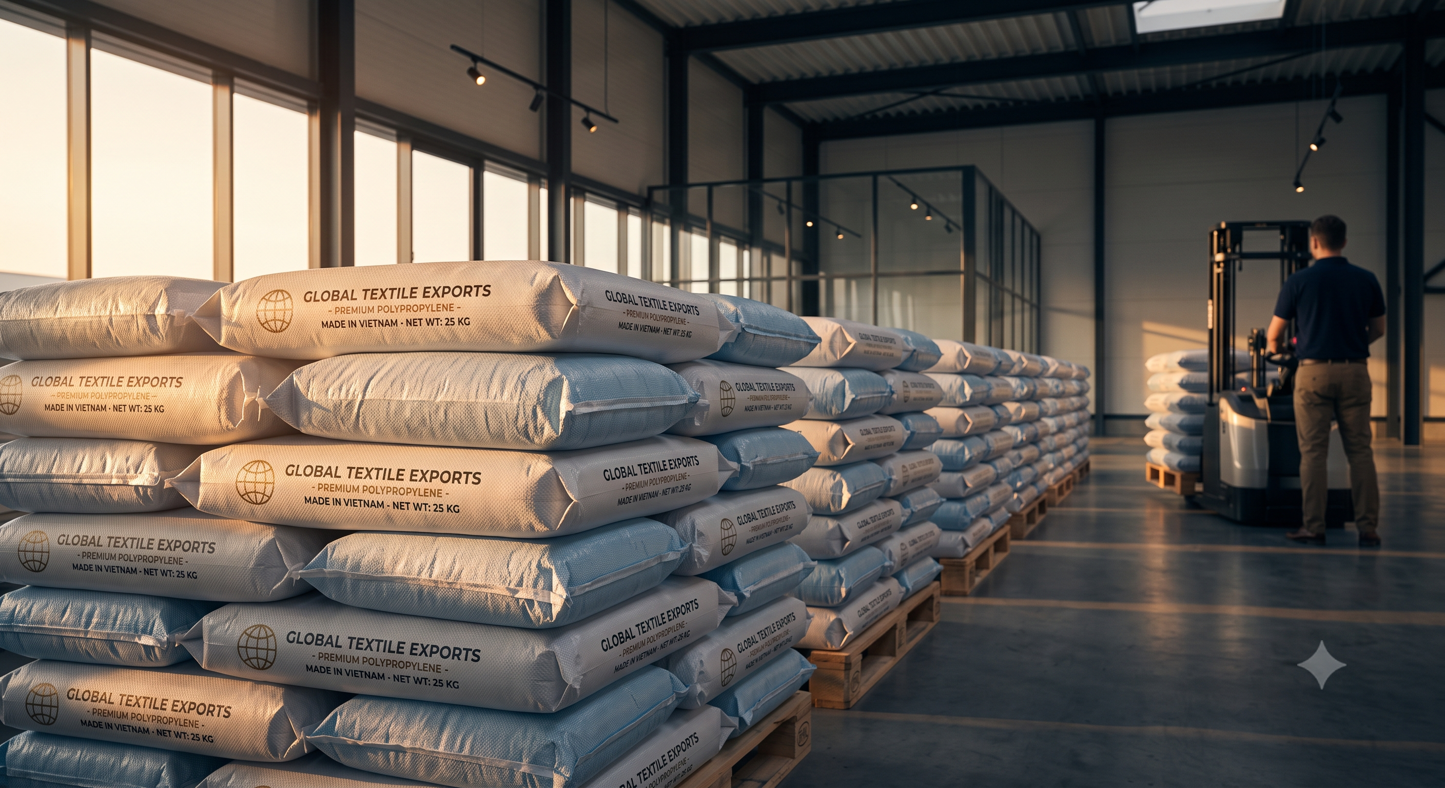 Woven and non-woven bags for trade packaging